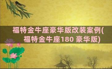 福特金牛座豪华版改装案例(福特金牛座180 豪华版)